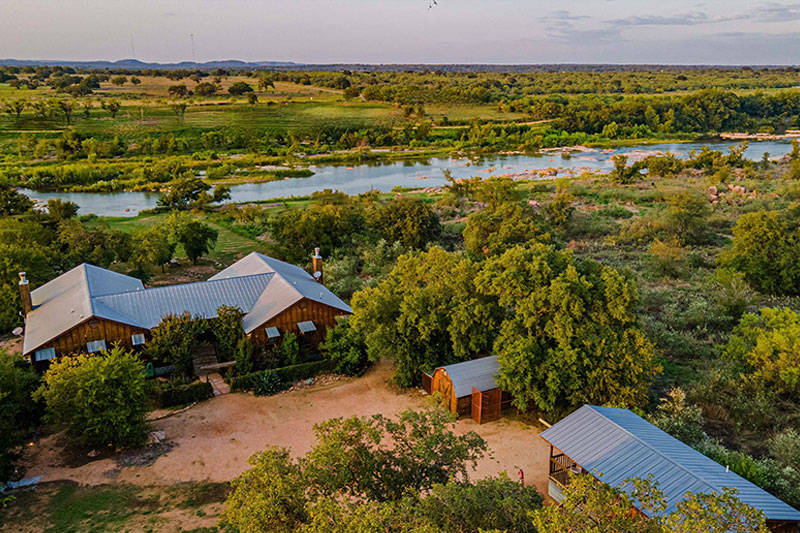 El Castell on the Llano River Cabins Aerial View